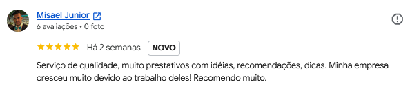 Avaliação de cliente no Google