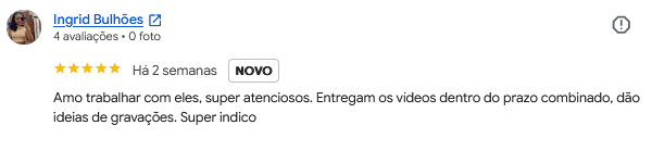 Avaliação de cliente no Google